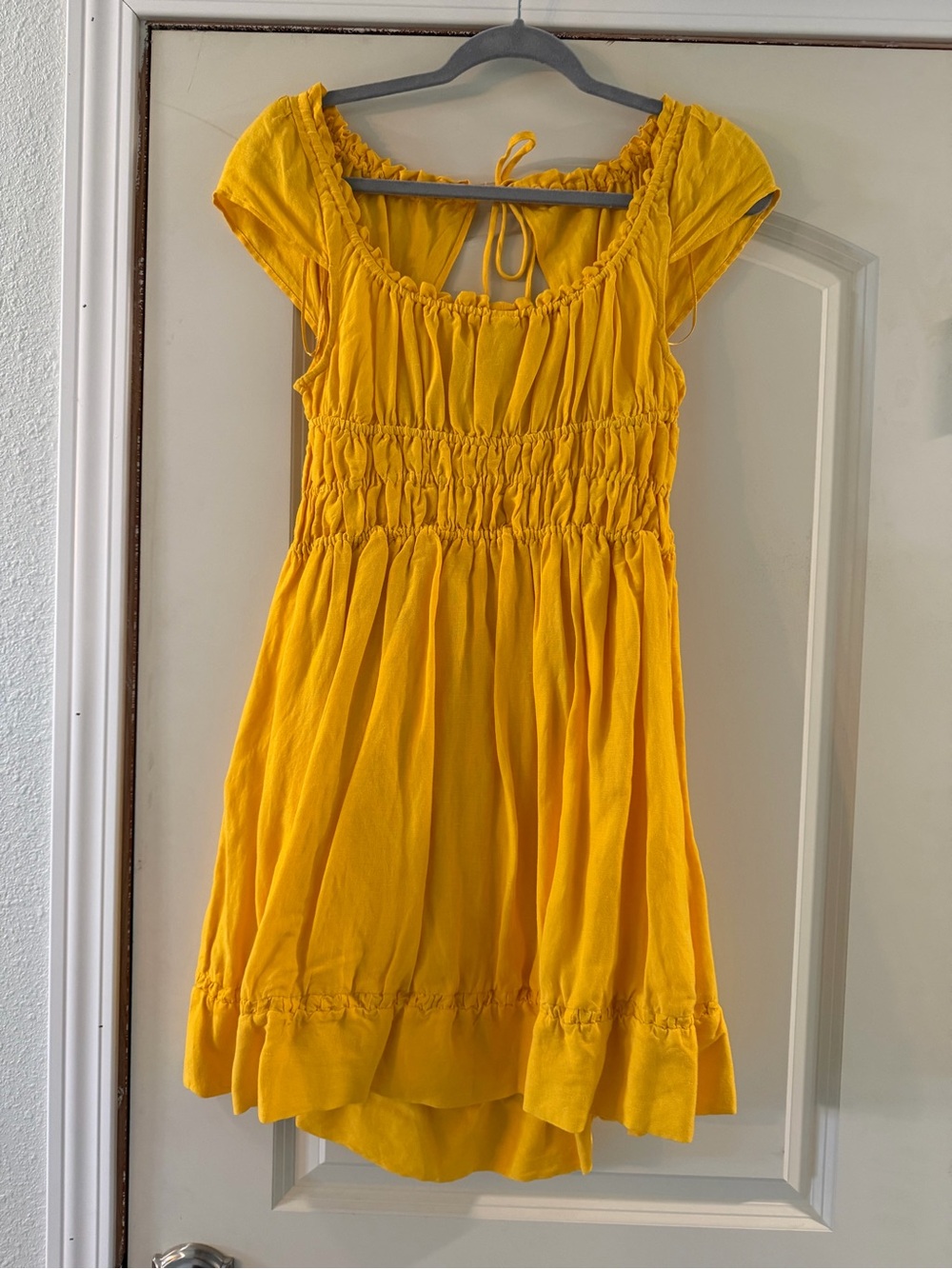 Anthropologie Sunny Yellow Smocked Cotton Dress